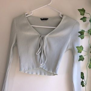 shein rib-knit tie front cardigan